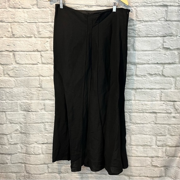 NWT XD Xenia Design Euro 46 Black Pleated Linen Blend Maxi Skirt - Picture 2 of 12